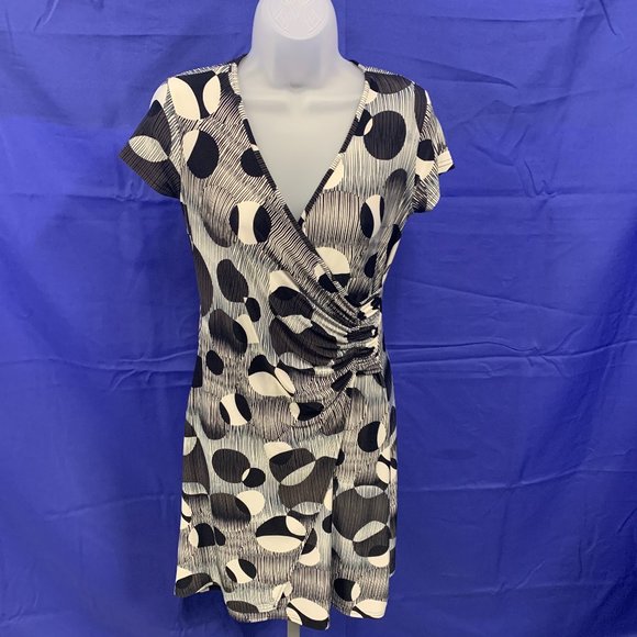 Mlle Gabrielle Black & White Dot Dress Classy S - Picture 1 of 7